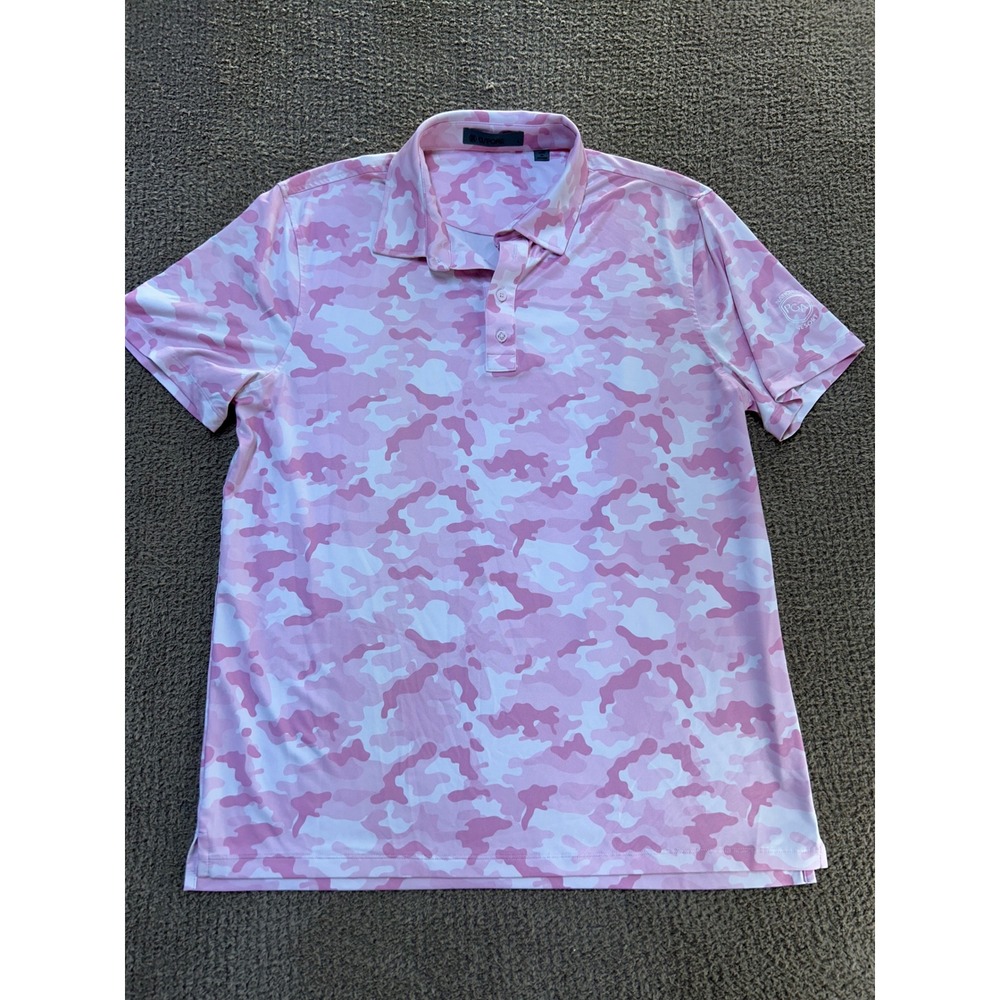 G/FORE Mens Pink Camo Golf Polo Shirt PGA National Resort Logo Size Large
